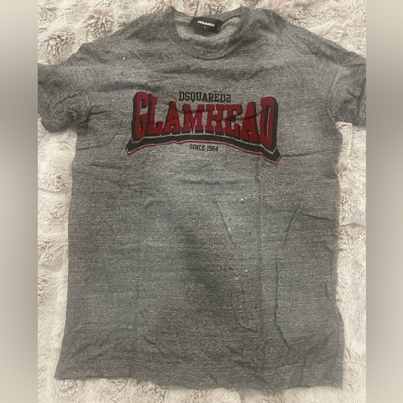 Dsqured2 Glamhead melange cotton stained Tee Sz L - Picture 6 of 7